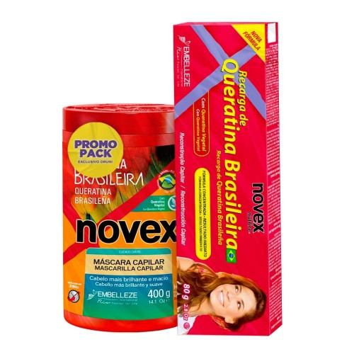 Pack Novex Queratina Máscara 400g + Recarga 80g.